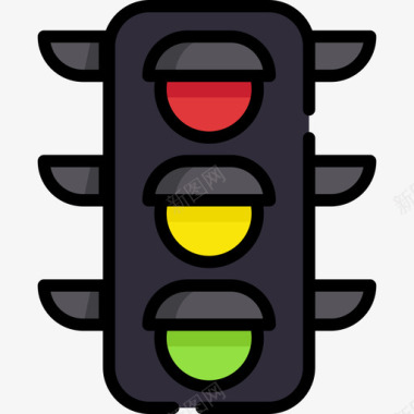 地点标志红绿灯旅行地点表情符号3线颜色图标图标