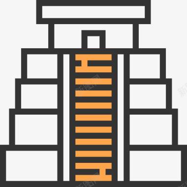 玛雅金字塔墨西哥4黄色阴影图标图标