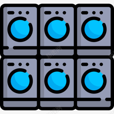 大容量洗衣机洗衣机洗衣机5线性颜色图标图标