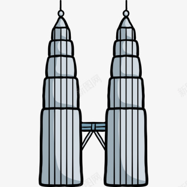 马石油双子塔世界纪念碑色彩图标图标