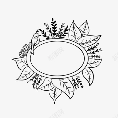 飘浮装饰装饰植物框架花月桂图标图标