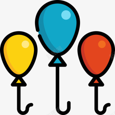 小气球气球派对6月2日线性颜色图标图标