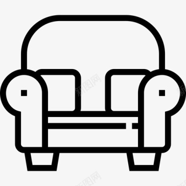 cad家装扶手椅家装2线性图标图标