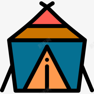 线性帐篷森林里的12线性颜色图标图标