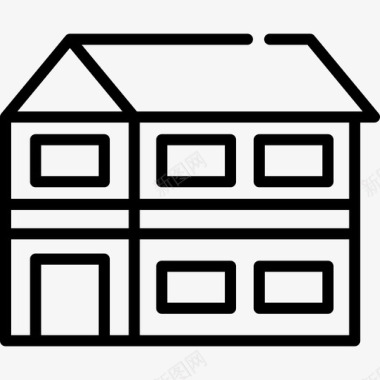 老房子房屋类型3线性图标图标