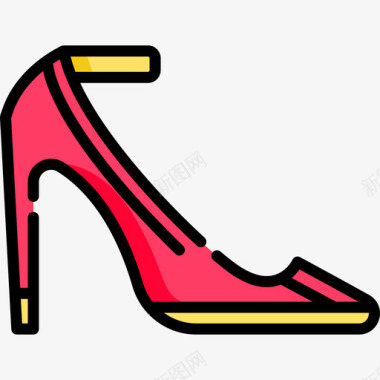 高跟鞋奢华11线性颜色图标图标