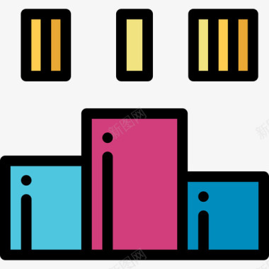 淡蓝色线条领奖台奖励12线条颜色图标图标
