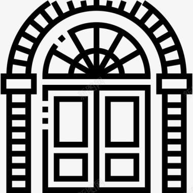 门复古装饰7线性图标图标