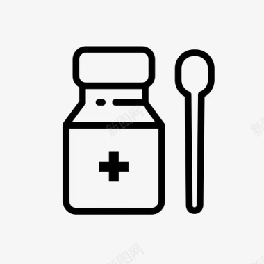糖浆瓶和汤匙药品药瓶图标图标