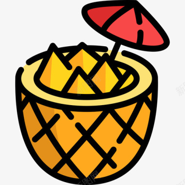 菠萝夏季食品饮料原色图标图标