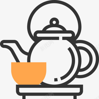 中国茶壶中国符号黄影图标图标