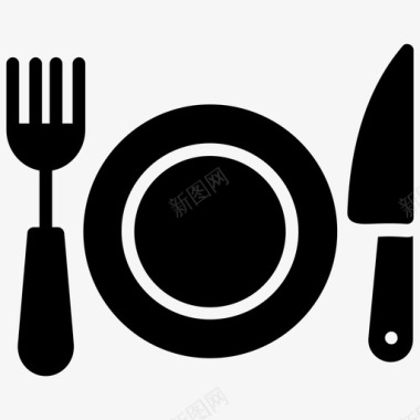 午餐时间晚餐盘子图标图标