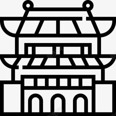 韩国宝塔韩国符号2直线图标图标
