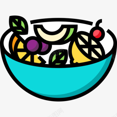 水果夏季食品饮料4种线性颜色图标图标