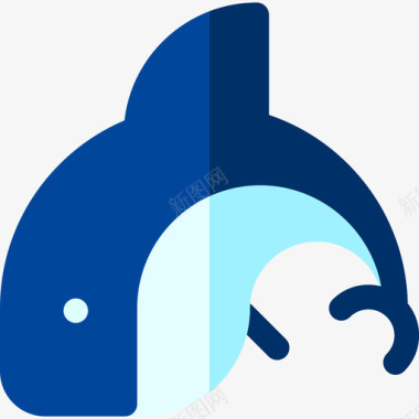虎鲸海洋生物11号扁平图标图标