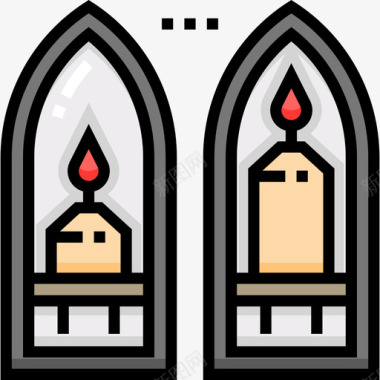蜡烛复古装饰6线性颜色图标图标