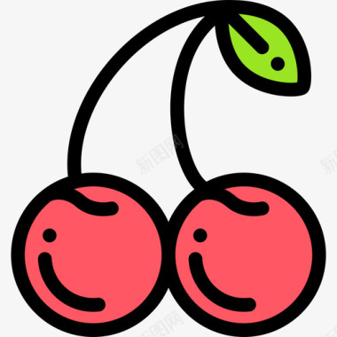 樱桃樱桃糖果和糖果线性颜色图标图标