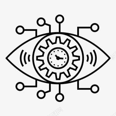 机器人眼电路时钟图标图标