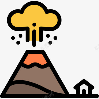 火山火山自然灾害8线性颜色图标图标