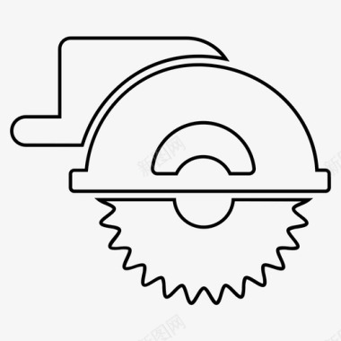 水墨画圆盘锯圆盘锯作业机具图标图标