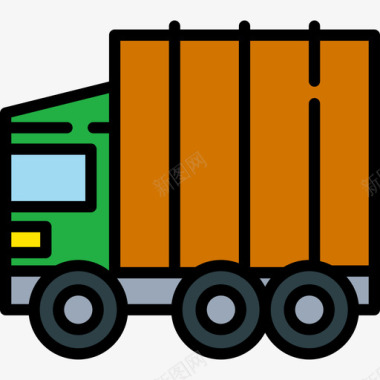 表情符号送货卡车旅行地点表情符号3线条颜色图标图标