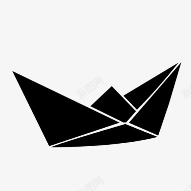 折纸纸船船帆图标图标
