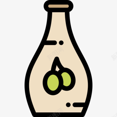 橄榄油古希腊3线性颜色图标图标