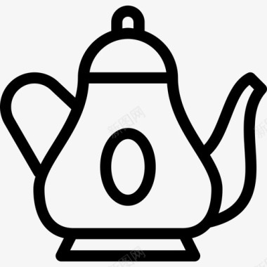 茶壶复古3线性图标图标