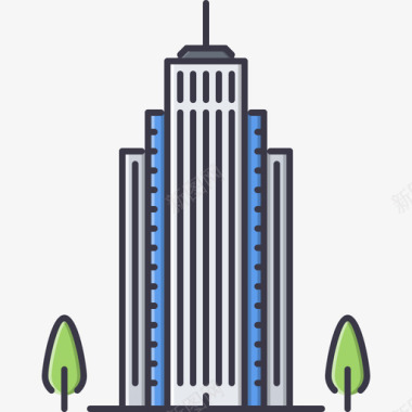 摩天大楼城市21彩色图标图标