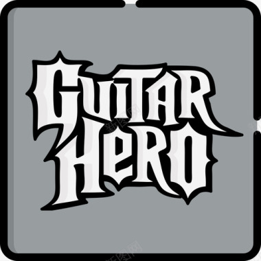 英雄吉他英雄视频游戏logo2线性颜色图标图标