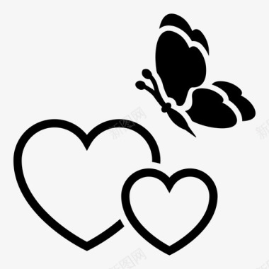爱情蝴蝶心图标图标