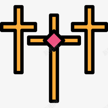 十字架十字架假日27线形颜色图标图标
