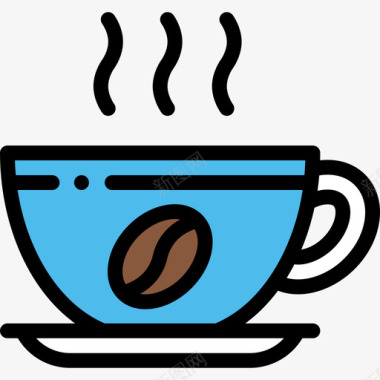 巴西标志咖啡杯巴西嘉年华8线性颜色图标图标