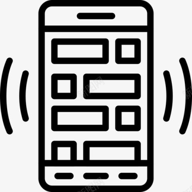 手机黑白界面智能手机用户界面mobile3线性图标图标