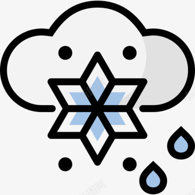 雪景下雪下雪82号天气线形颜色图标图标
