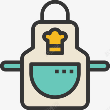 围裙厨房烹饪线性颜色图标图标