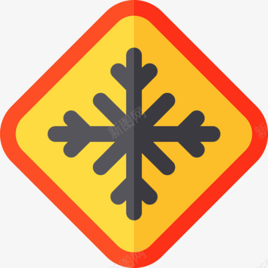 蓝色信号标志霜冻信号和禁止3平坦图标图标