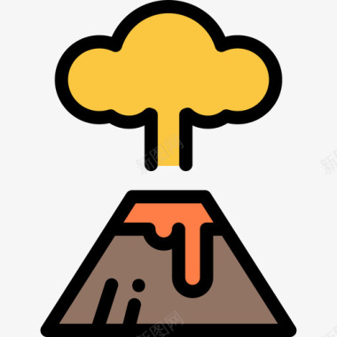 火山火山自然灾害8线性颜色图标图标