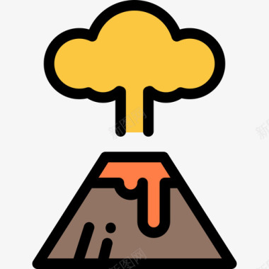 自然灾害火山自然灾害8线性颜色图标图标