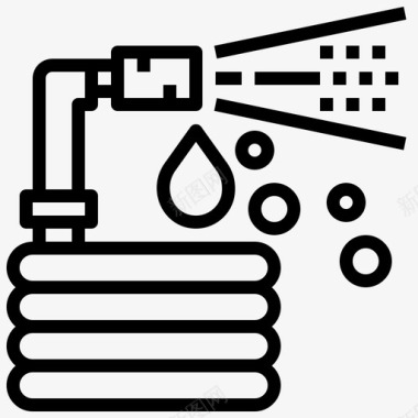 矢量花园花园软管农业和园艺水图标图标
