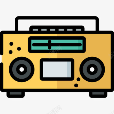 收音机摇滚音乐会线性颜色图标图标