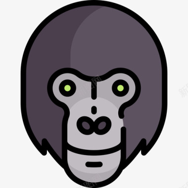 猩猩大猩猩动物与自然2线性颜色图标图标