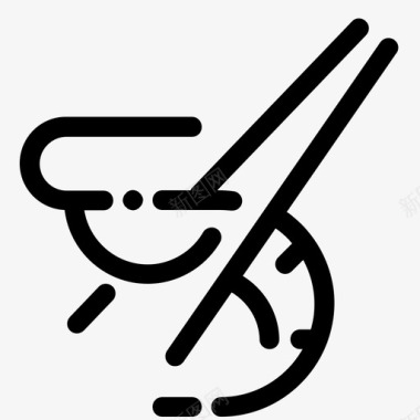 虾筷子异国风味图标图标