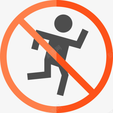 禁止奔跑禁止信号平坦图标图标