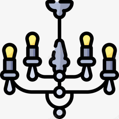 日用吊灯枝形吊灯家具47线性颜色图标图标