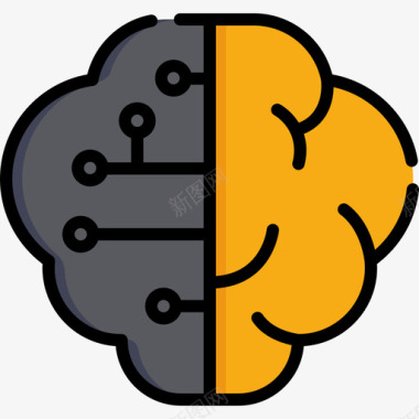 矢量机器大脑机器人学5线性颜色图标图标