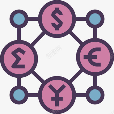 色彩分离交换数字经济线性色彩图标图标