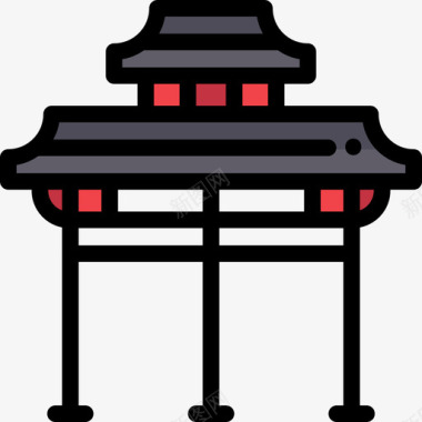 纪念碑中国10线颜色图标图标