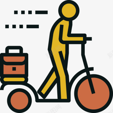 旅游小镇踢板车旅游交通线颜色图标图标