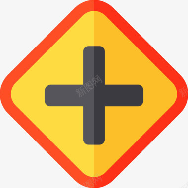 路口十字路口信号和禁令3平坦图标图标